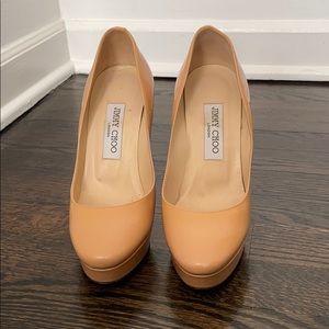Authentic Jimmy Choo patent leather platform pumps